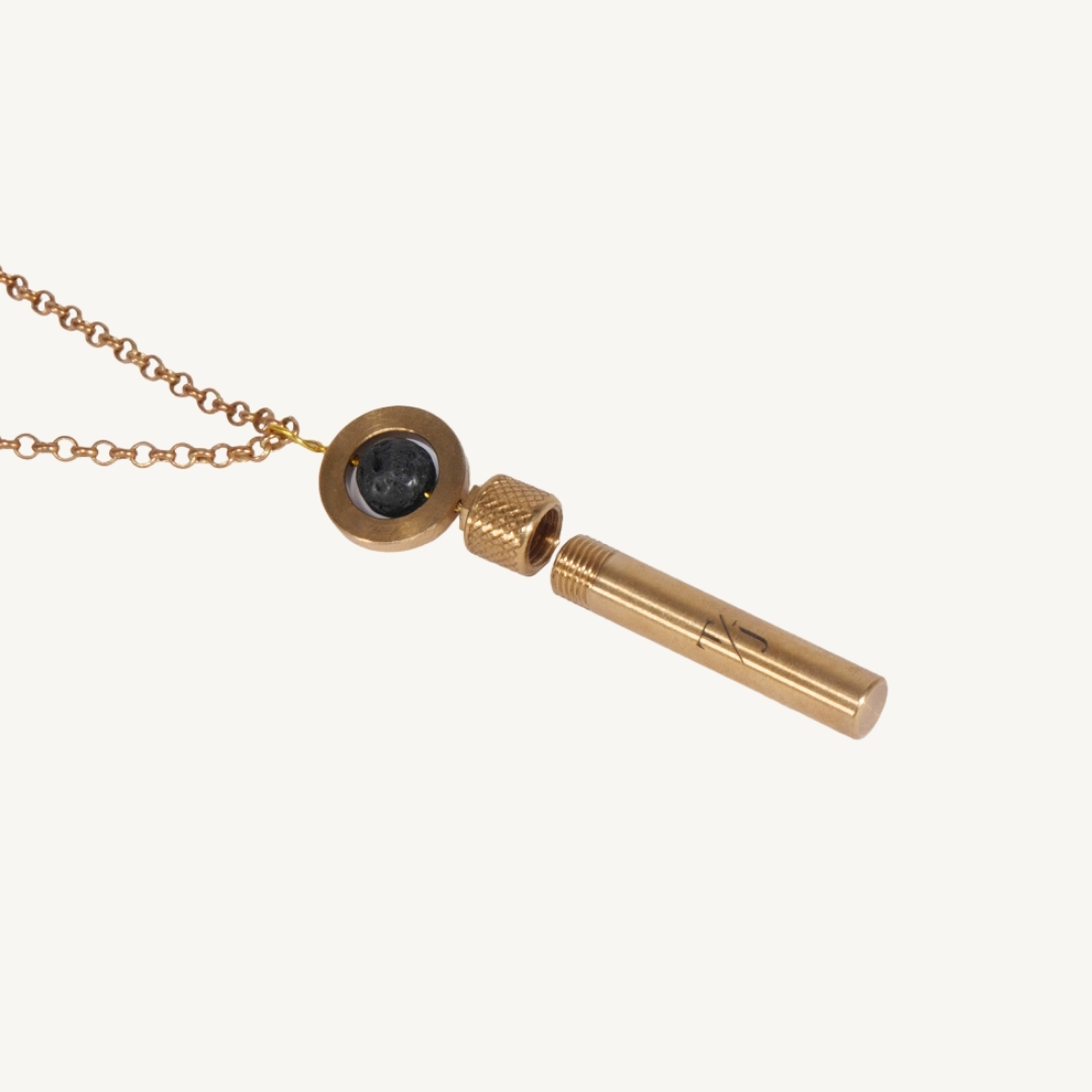 Gallery image for TAAKO Black Lava Bead Secret Pendant Necklace