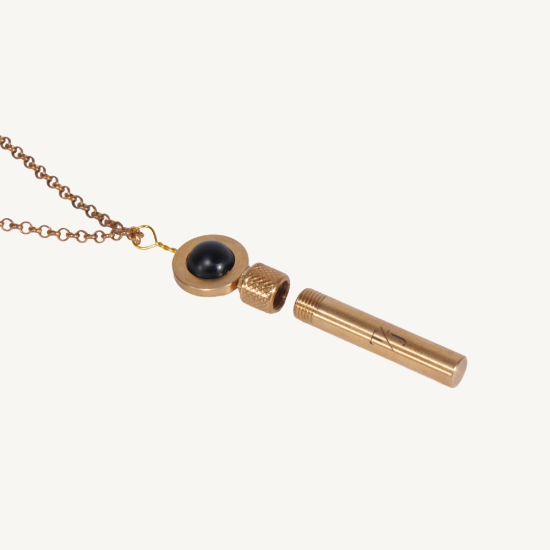 Gallery image for TAAKO Black Onyx Bead Secret Pendant Necklace