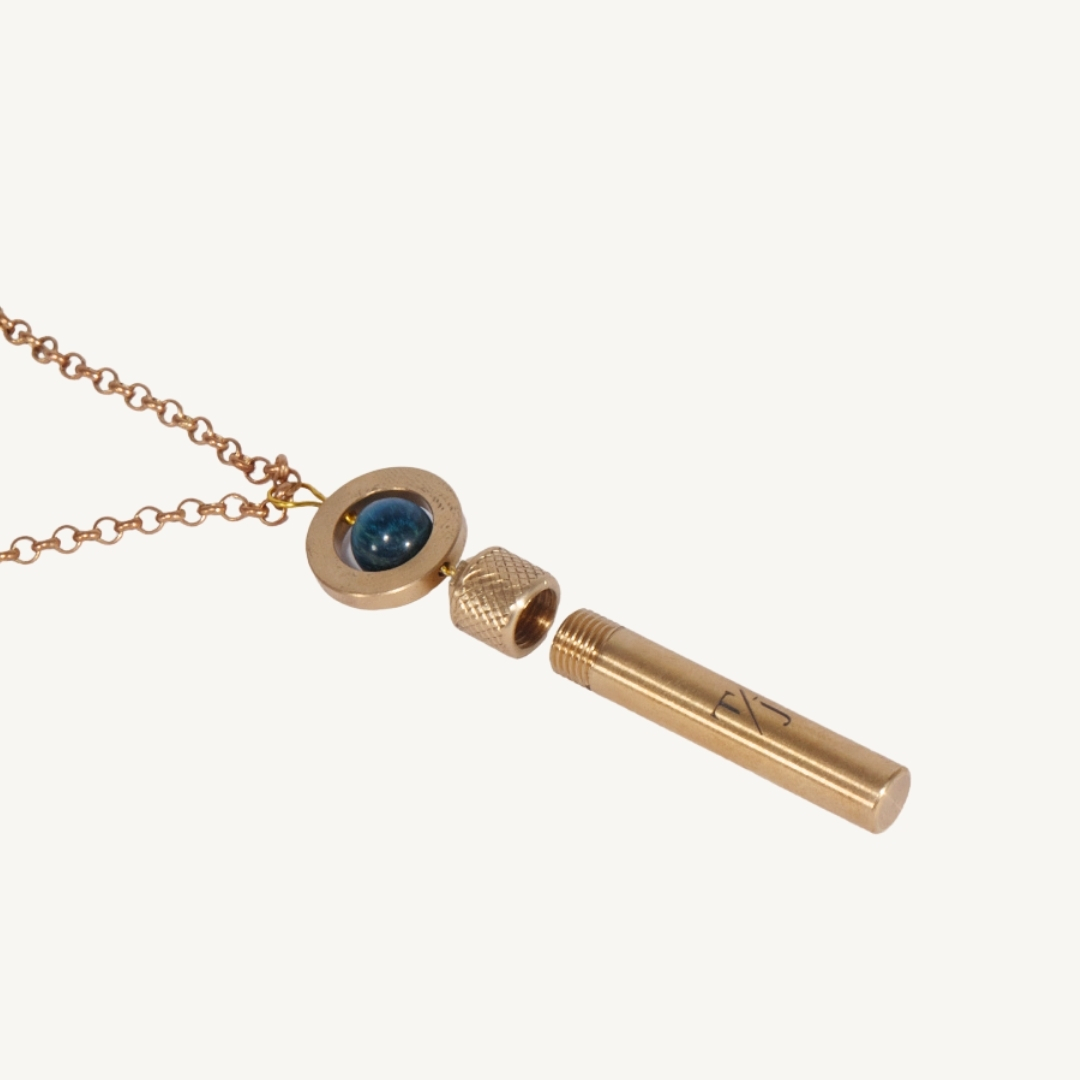 Gallery image for TAAKO Hawk Eye Bead Secret Pendant Necklace