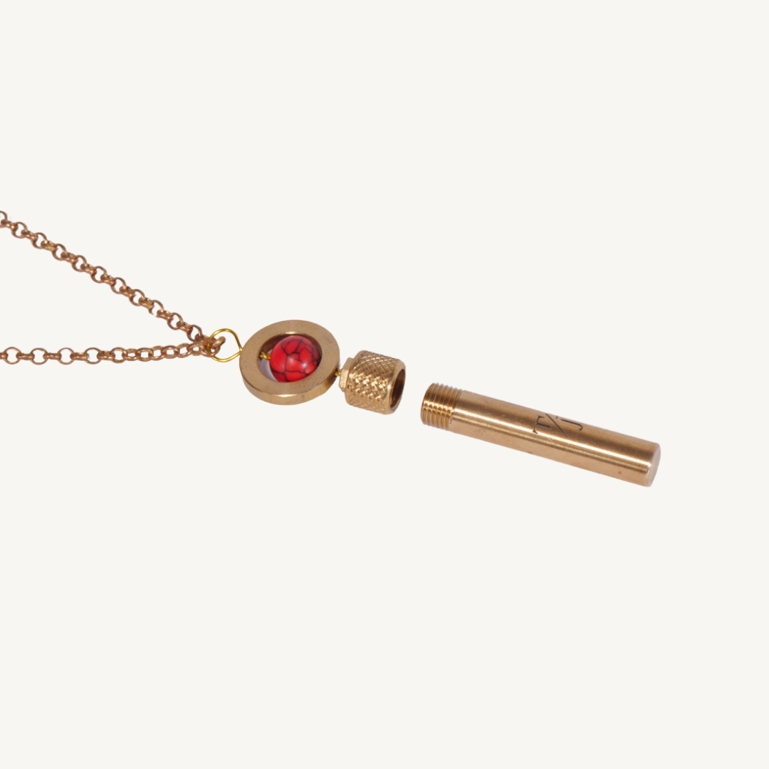 Gallery image for TAAKO Red Howlite Bead Secret Pendant Necklace