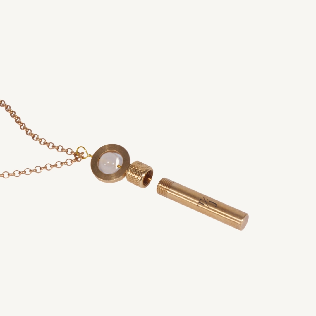 Gallery image for TAAKO White Translucent Bead Secret Pendant Necklace